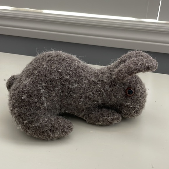 Hand knit and felted bunny with button eyes. - Picture 2 of 4